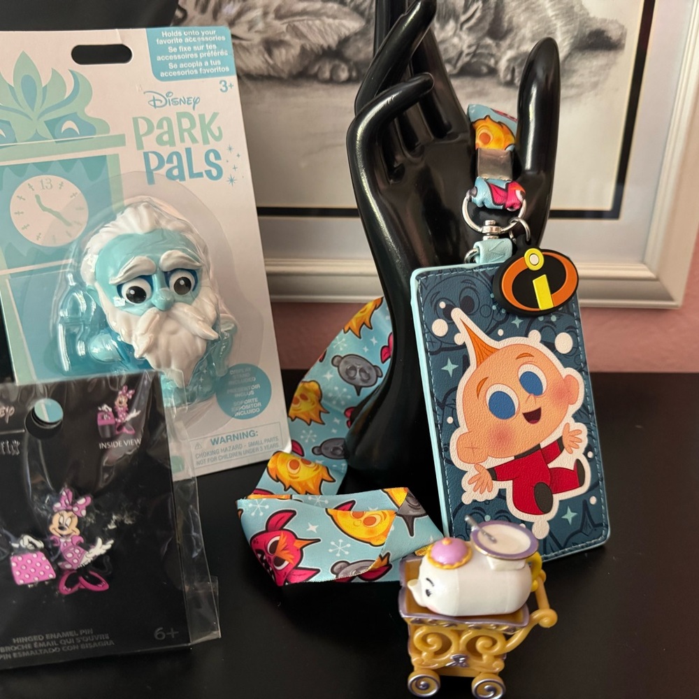Disney Lanyard with Jack-Jack Badge Holder, Minnie Mouse Pin,& Gus.